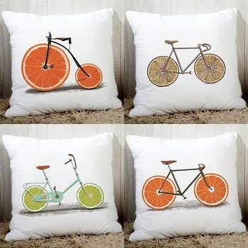 

Creative Fruit Lemon Orange Bike Bicycle printed couch Cushion Cover bedding Pillow Case Sofa Throw Decorative pillows 45x45cm