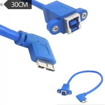 

Panel Mount USB3.0 Type B Female to Angled Micro B Male Conversion Cable Cord 0.3m
