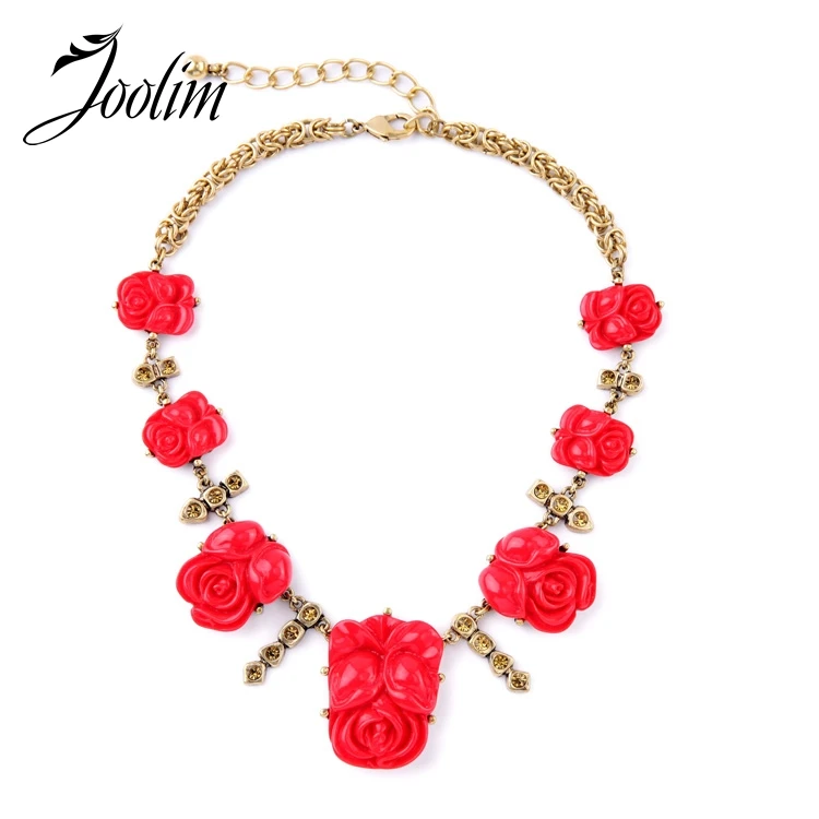 

JOOLIM Jewelry Wholesale/ Red Rose Choker Necklace Statement Necklace Factory supply free shipping