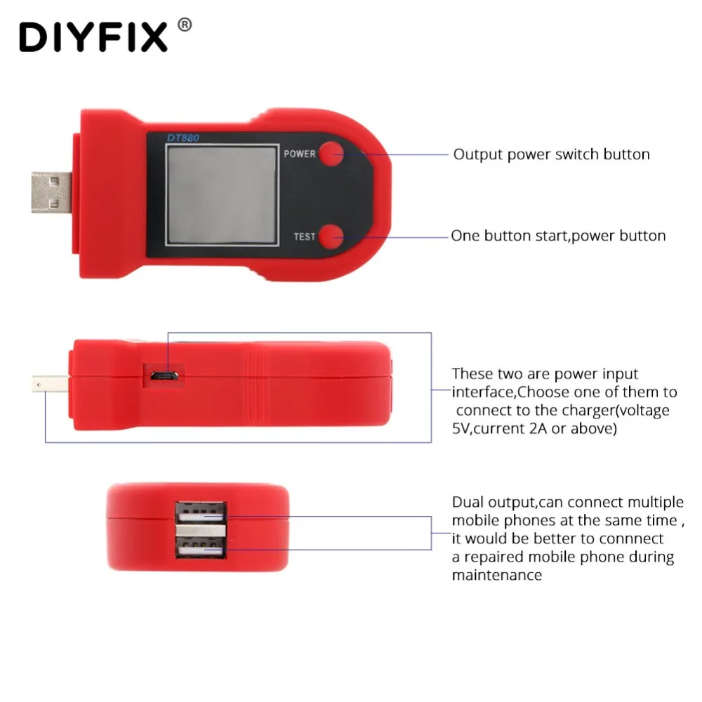 DIYFIX мобильный телефон Тестер Текущий анализатор обслуживания для iPhone 6/6 P/6 S/6SP/7/7 P/8/8 Plus/X/XS измеритель напряжения 5 В до 4,2 в выход