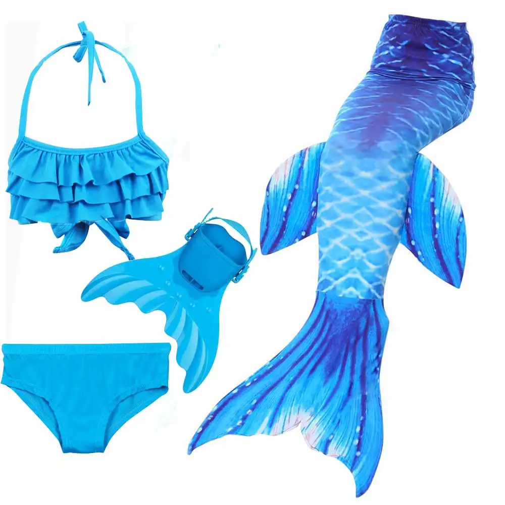 Baby Girls Swimming Mermaid Tails Costumes Bikini Set Mermaid Tail with Flipper Swimmable zeemeerminstaart met monofin for Kids