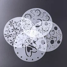 4 шт./компл. торт ко дню рождения распылительная форма и принтом в виде сердечек, с тиснением форма для торта на день рождения с цветочным принтом Fondant(сахарная) Украшение торта Трафареты шаблон инструмент