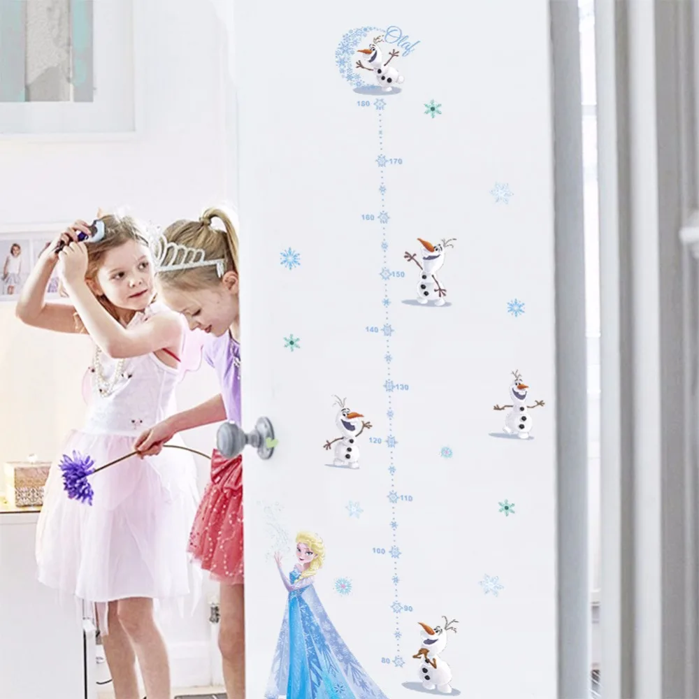 

Princess Elsa Olaf Kids Growth Chart Sticker Self Adhesive Baby Height Measure Decal Cartoon Poster For Girls Bedroom Decoration