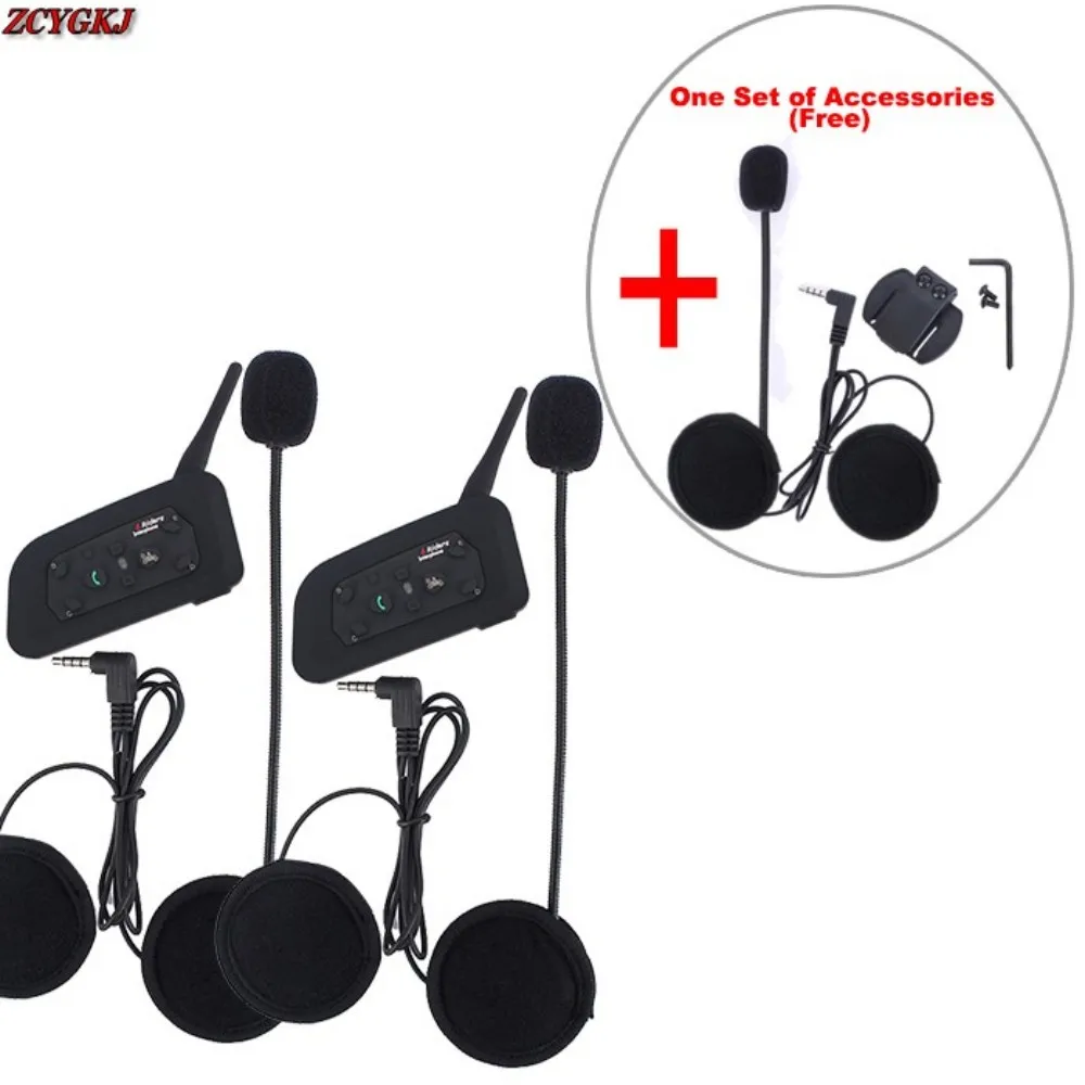 

2 pcs V6 Helmet Intercom 6 Riders 1200M Motorcycle Bluetooth Intercom Headset BT Interphone + 1 pcs Newest Extra Accessories