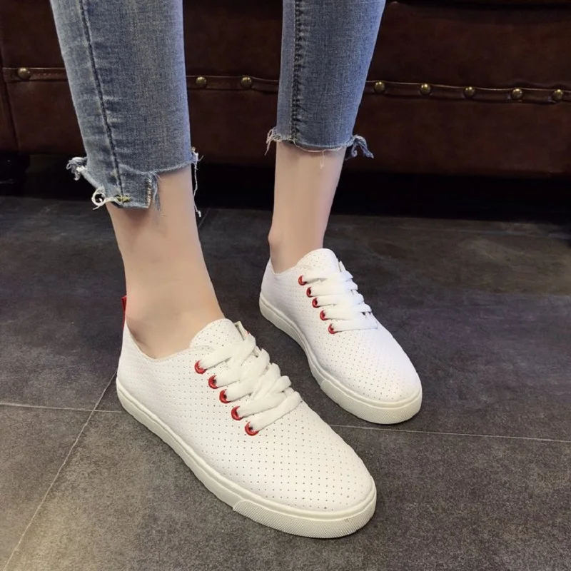 

Aleafalling Women Shoes Girl's Casual Shoes Lace Up Women Flat Shoes College Students Sneakers Round Toe Female White Shoes