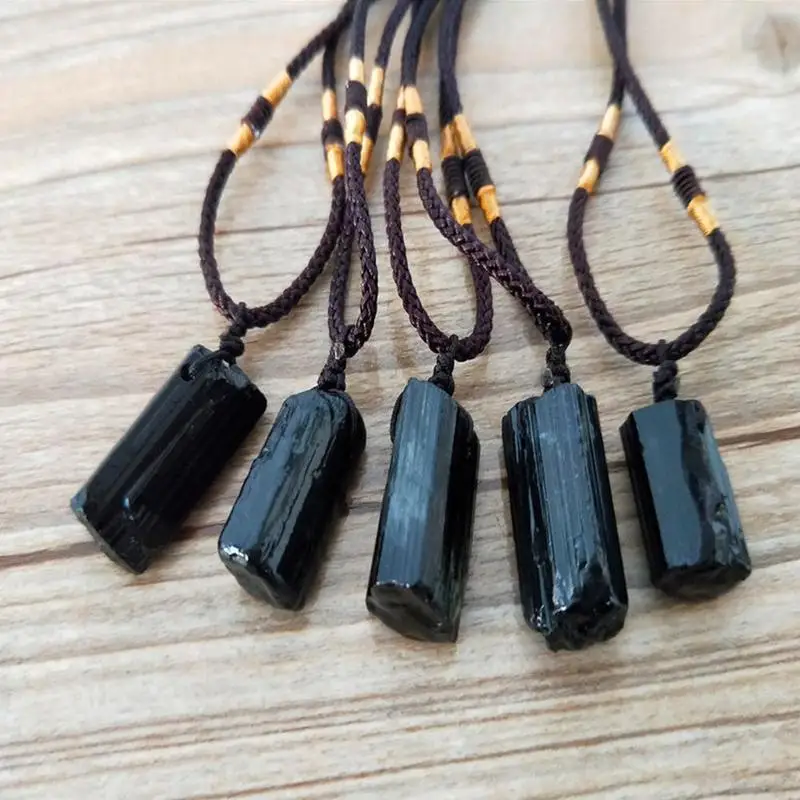 Natural Black Tourmaline Stone Necklace Pendant Black Tourmaline Original Stone Ore Specimen Fashion Jewelry Accessories Gift - Image 5