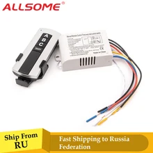 Allsome 3 way porto de ligar/desligar transmissor receptor interruptor controle remoto sem fio rf digital para lâmpada luz 220 v ht034 +