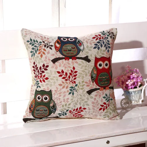 Милая модная поясничная Подушка с рисунком совы, вышитая наволочка для подушки, декоративная наволочка для автомобиля, домашнего дивана, детские подарки - Цвет: 04