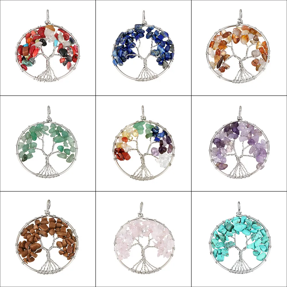 

Natural Crystal tree of life Pendant Semi Gem stone Carnelian Women Jewelry Necklace