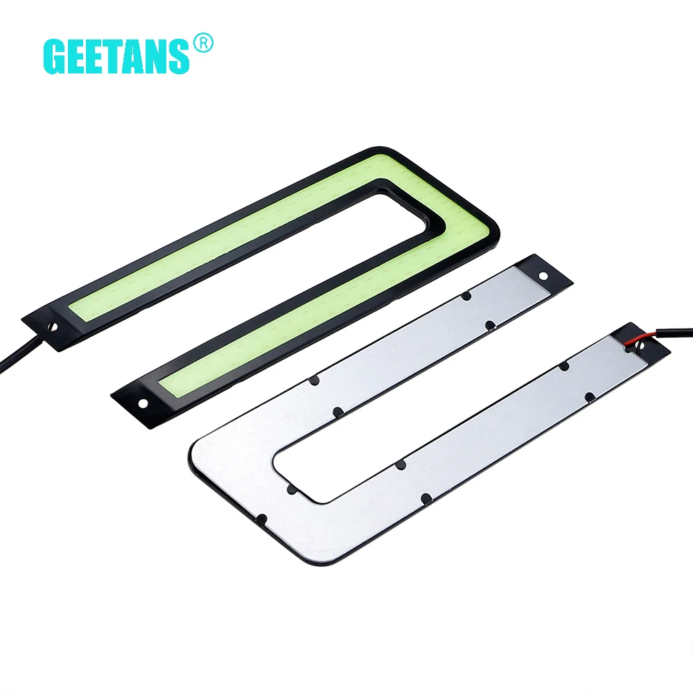 

GEETANS 1 Pair COB Led Daytime Running Light DRL Headlight Fog Lamp DC12V Car Light Source U Shape White and ice blue AE