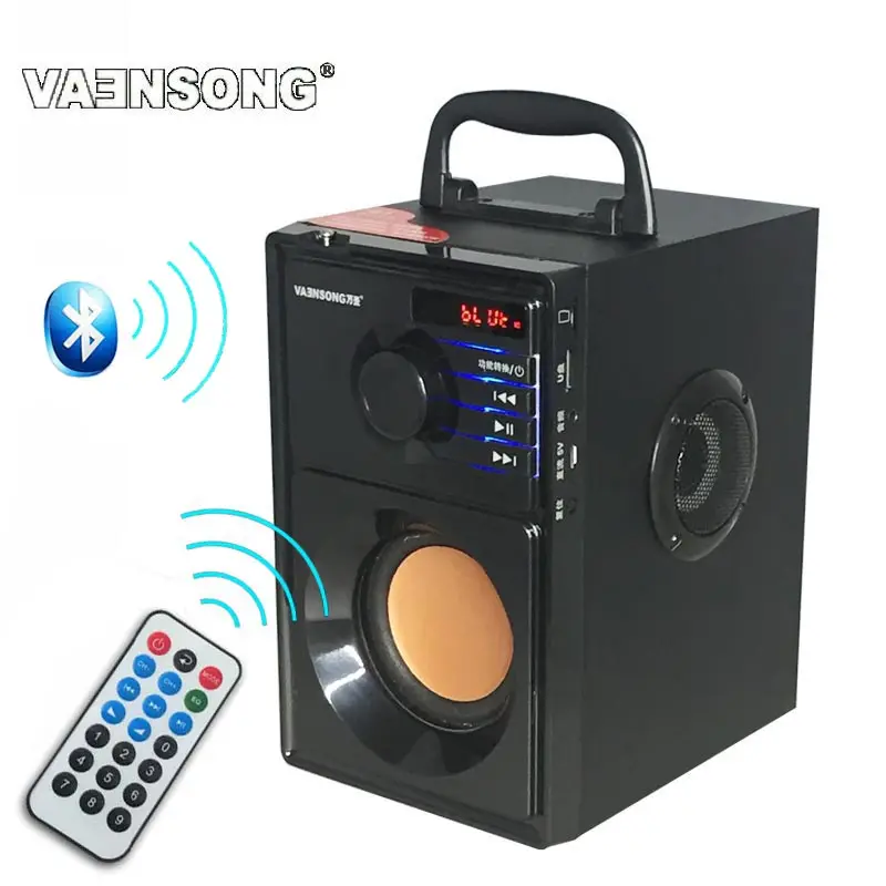 HiFi 2.1 Stereo Wooden Subwoofer Bluetooth Speaker FM Radio Portable Speakers Mp3 Play Super Bass Loudspeaker Computer Column