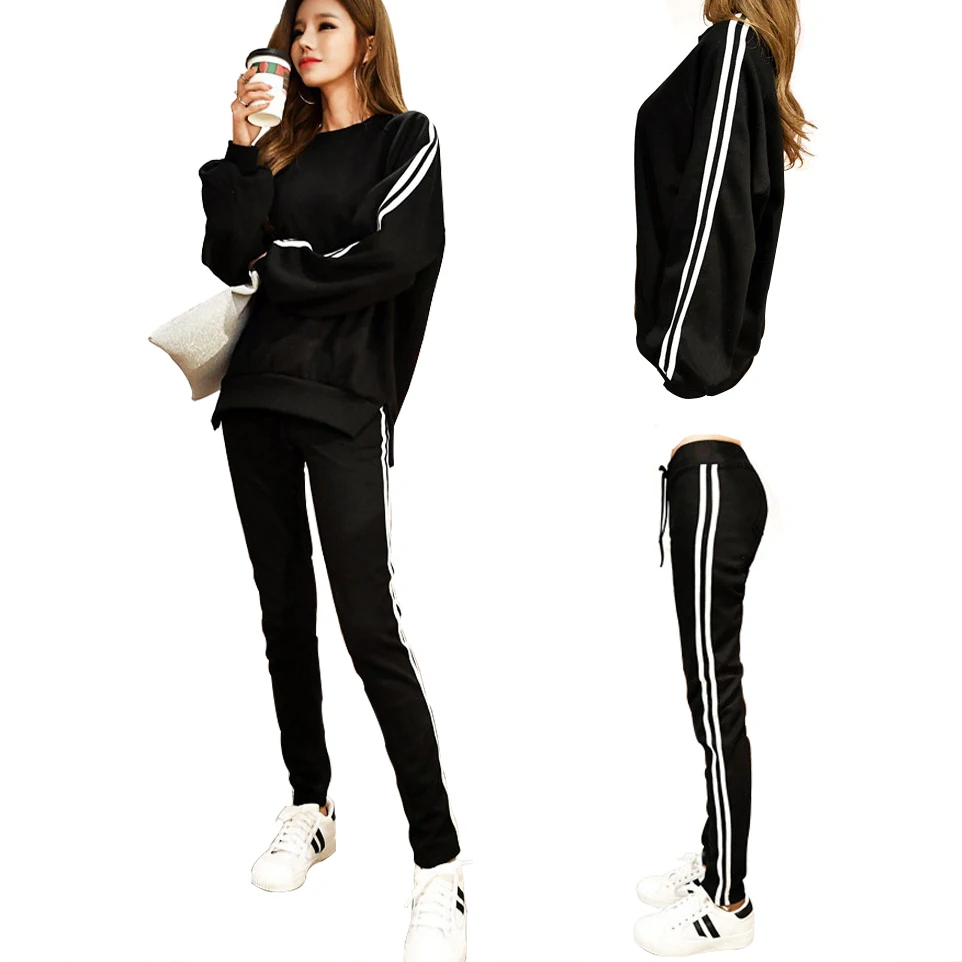2018 Hot Sale Lady Korean Style Tracksuit Women Sweatshirt +Pant Track