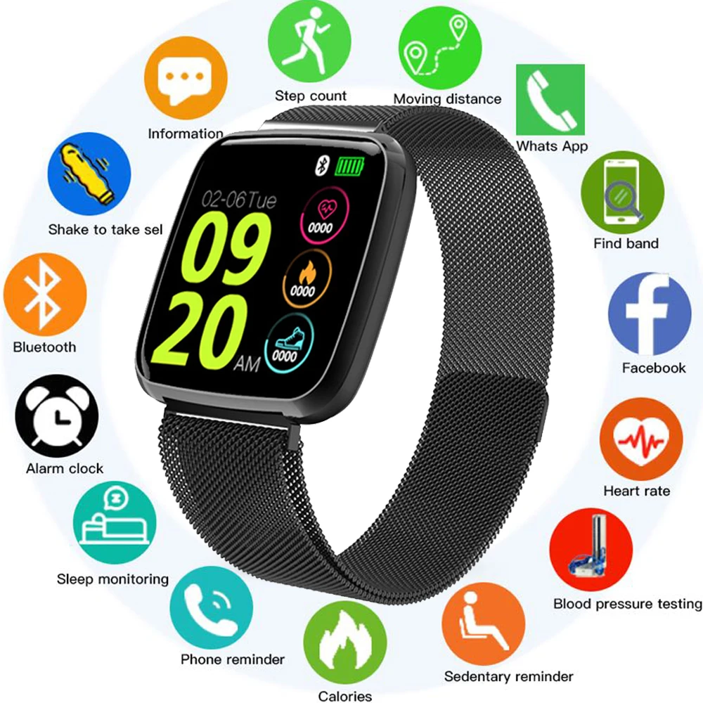 

Smart Watch Men Blood Pressure Waterproof Women Smart Watches Pedometer Sport Fitness Tracker Watch for Android IOS Phone