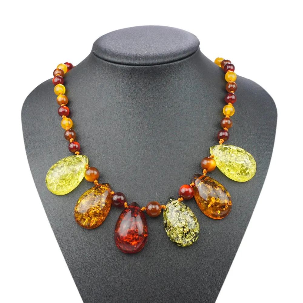 Многоцветная цепочка из синтетических бусин, ожерелье для женщин и девушек L60901