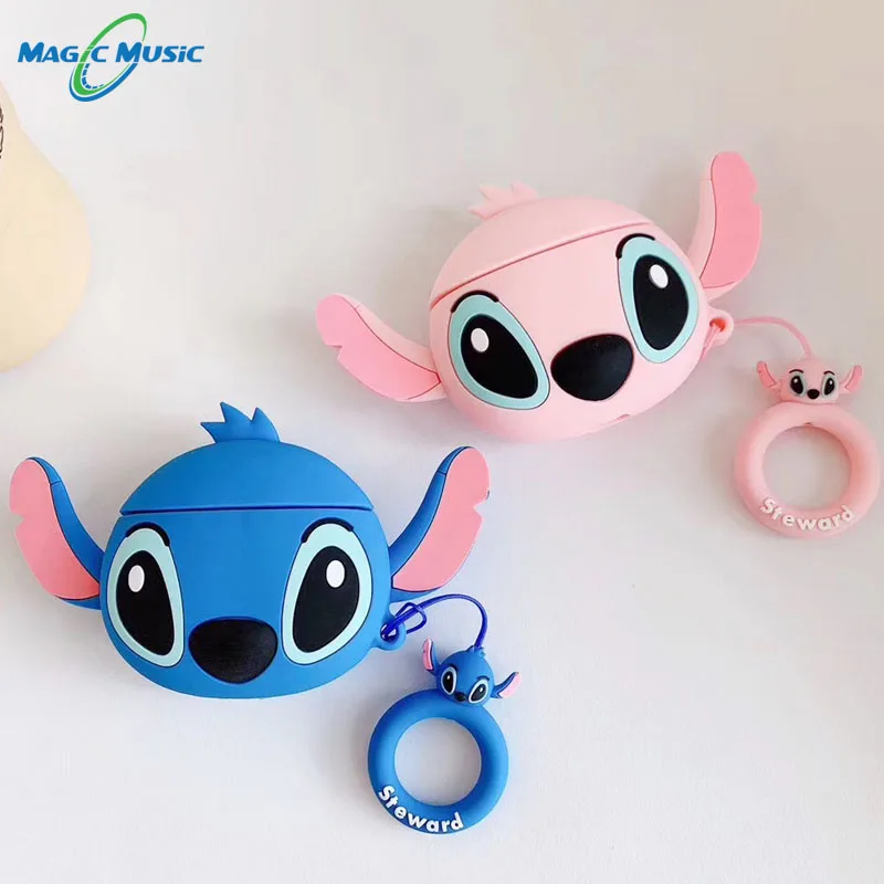 

3D soft silicone cute cartoon earphone case for airpods 1 earphone cover for airpods case bag with ringstrap