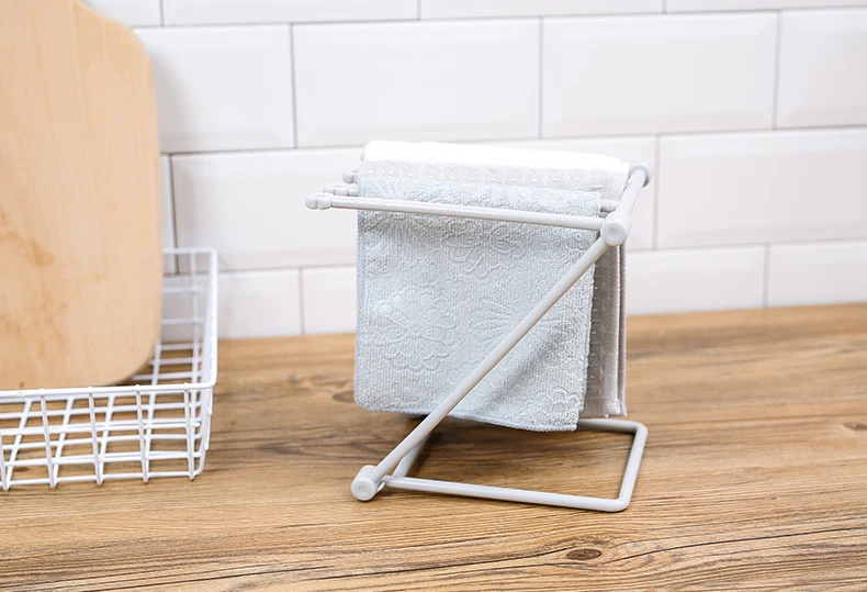 Foldable Kitchen Storage Rack Vertical Multi Functional Towel Holder Bottle Shelf Cup Rack Dishcloth Hanger PP Portable Holder (2)
