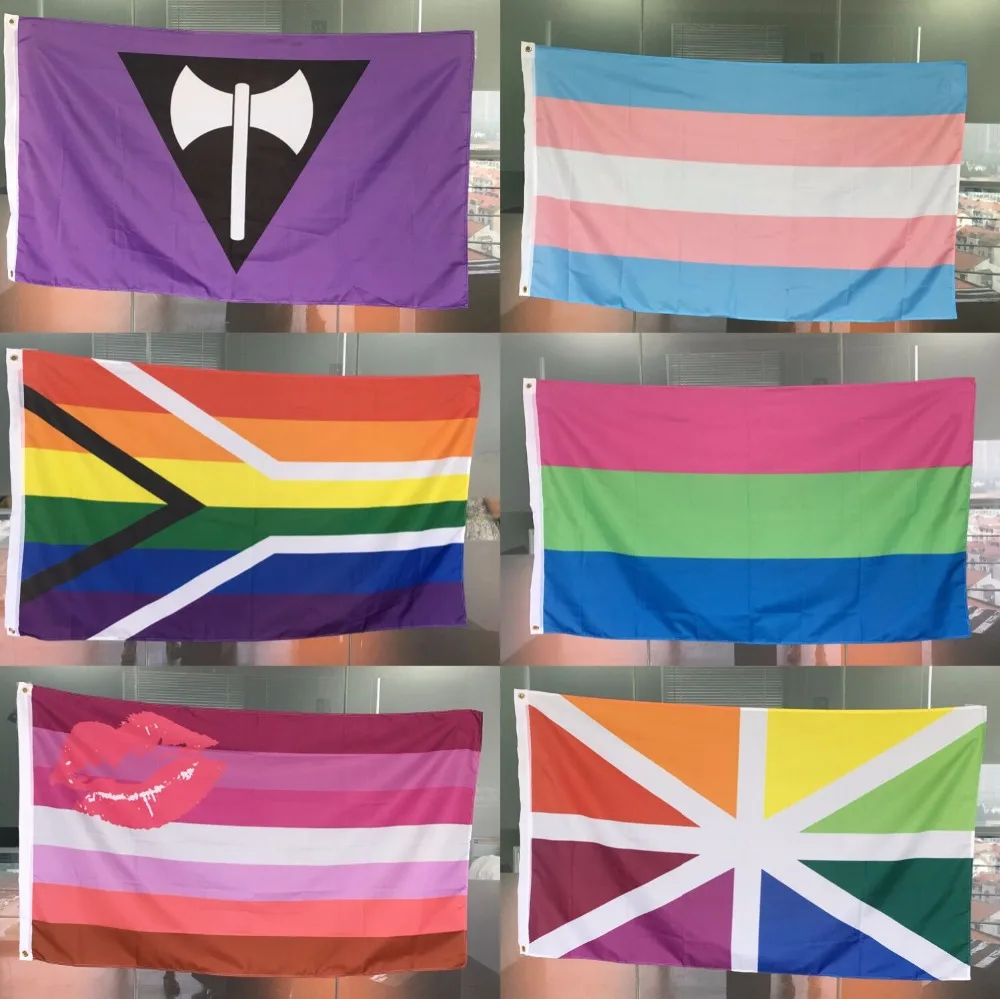 

2019 Stoter LGBT Rainbow Flags, Lesbian Gay Parade Banners, LGBT Pride Flag Polyester Colorful Rainbow Flag