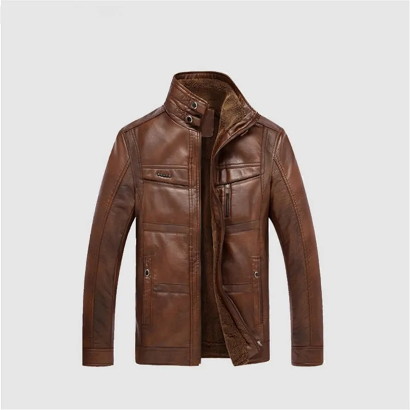 Мужская Байкерская мотоциклетная молния высокое качество мужские пальто мужские s кожаные куртки зимнее теплое пальто Плюс Толстая