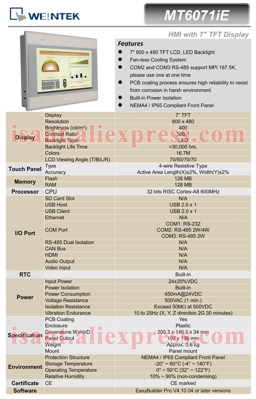 Weintek/Weinview MT8071iP MT6071iP MT8071iE MT6071iE " дюймовый HMI, с Ethernet или USB хостом