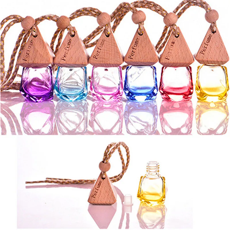 

Home Car Hanging Air Freshener Perfume Fragrance Diffuser Empty Glass Bottle