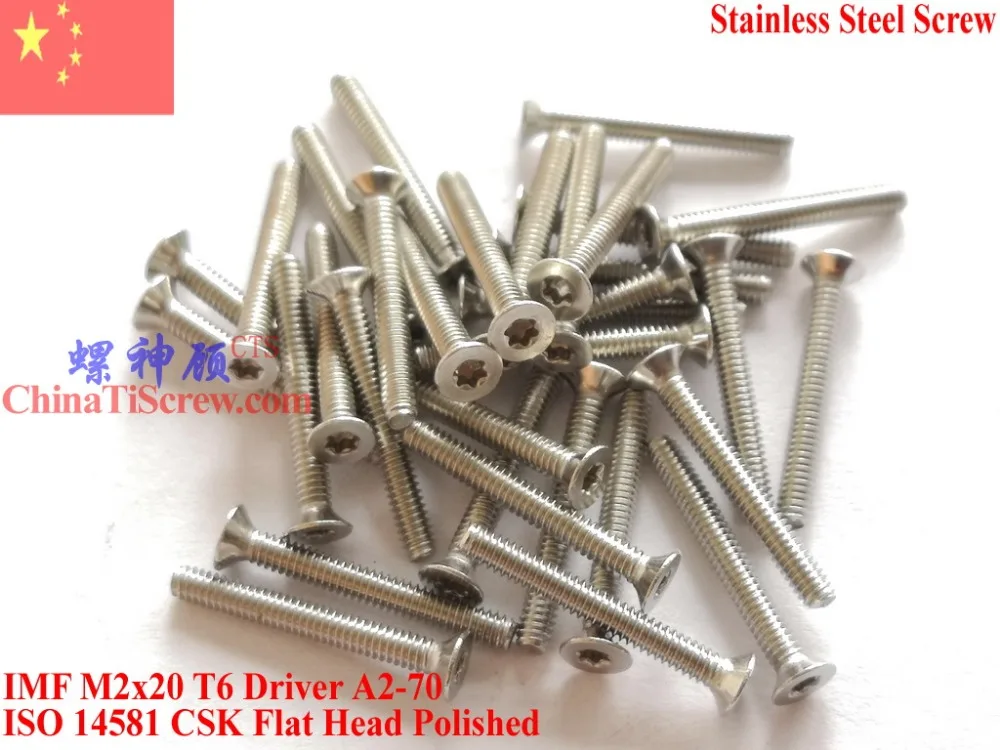 Винты из нержавеющей стали M2x20 ISO 14581 плоская головка Torx T6 приводная A2 70