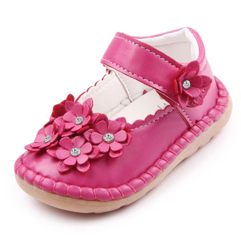 High Quality Beautiful Leather Flower Shallow Baby Girl Princess Shoes 1-3 Years