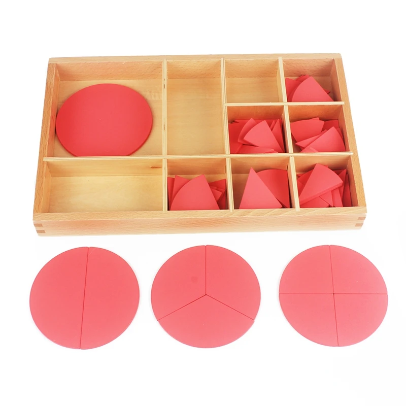  Baby Toy Montessori Cut-Out Labeled Fraction Circles 1-10 Teaching Aids Wood Board Education Presch - 32961362172
