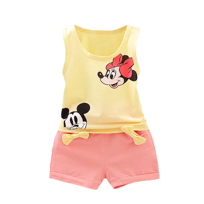 Disney Mickey Mouse Toddler Boys 2 Piece Shirt Shorts Set Size 18M Sleeveless