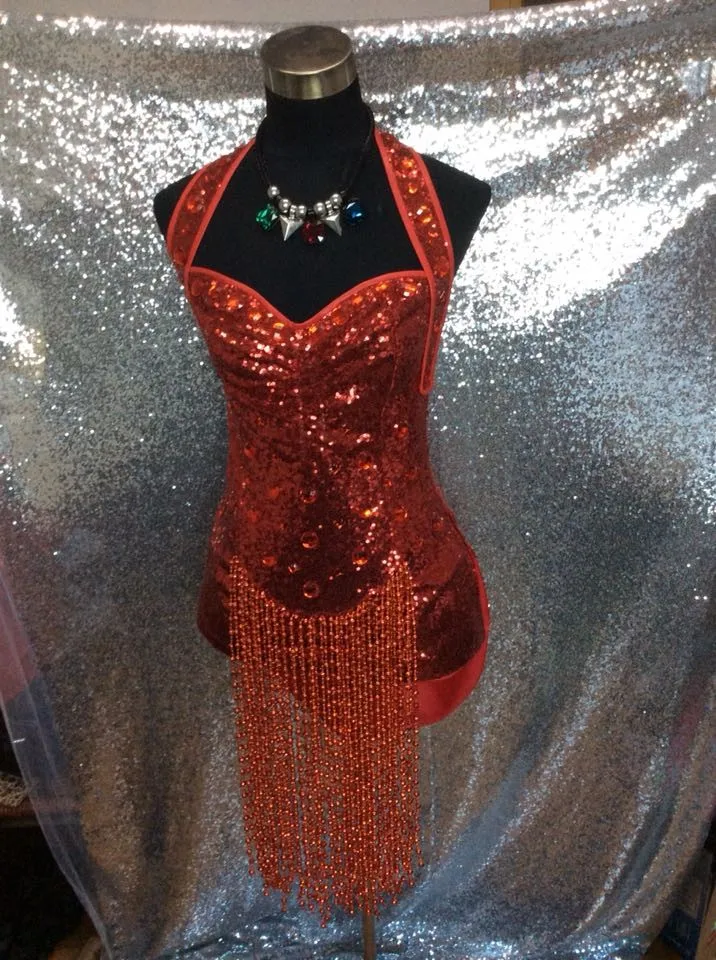 Модный красный сексуальный блестящий женский костюм певицы для танцев, шоу, боди в Звездном стиле, со звездами, кисточками, стразы, слинг, ручная работа, женский костюм