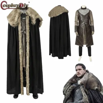 

Cosplaydiy Jon Snow Costume Game of Thrones Season 8 Cosplay Song of Ice and Fire Full Set Halloween Men Outfit Custom Made