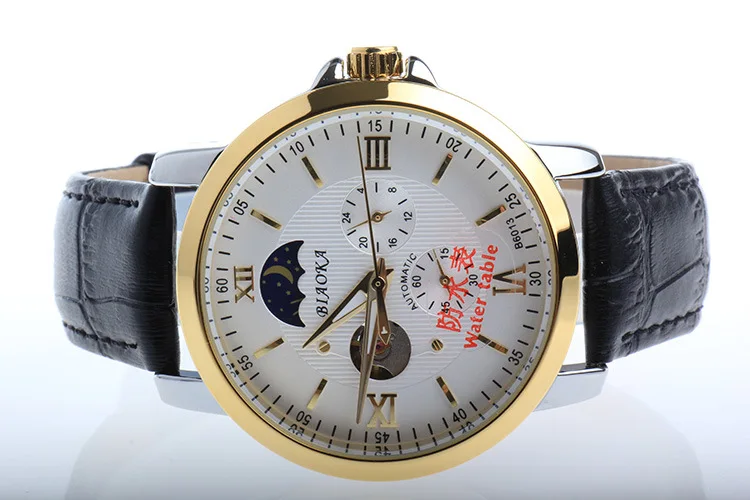 2016 New Arrival 100 m Waterproof Men Brand BIAOKA Business Watch Mechanical Men Casual Leather Wristwatch