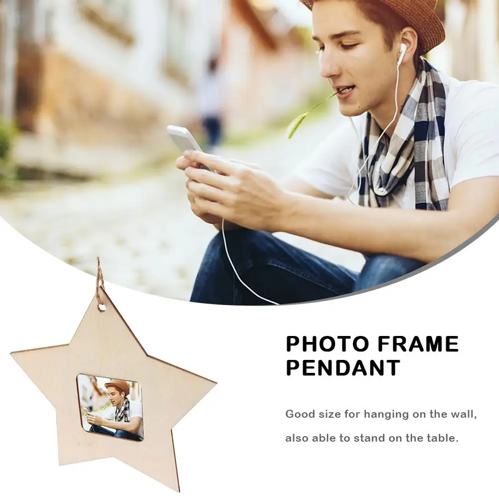

10Pcs New Wooden Mini Star Photo for Frame Pendant Home Room Decoration Supplies The Wedding Planner And Engagement Gift