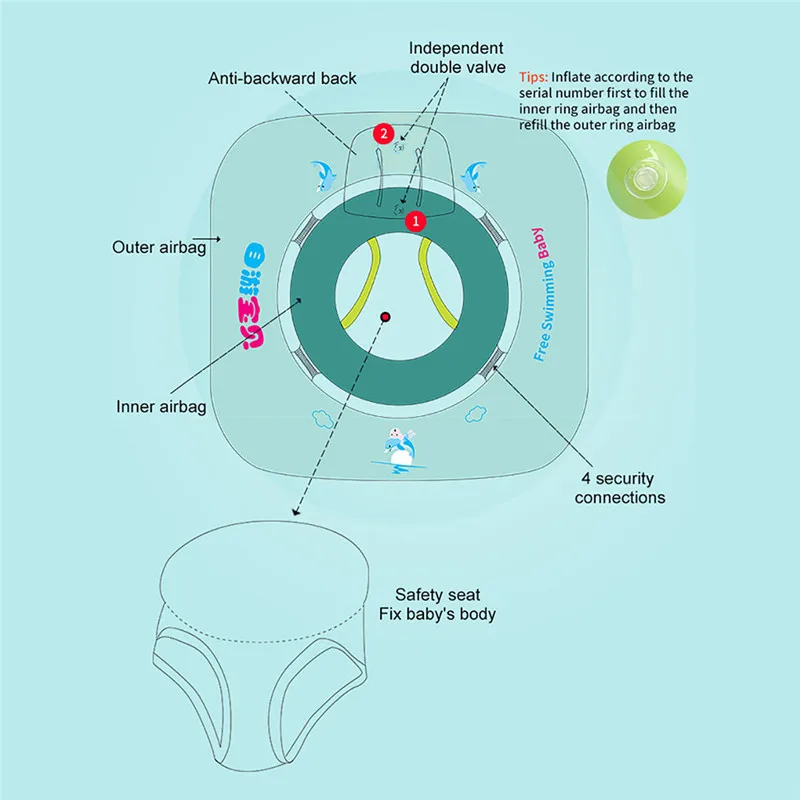 Детское плавание кольцо Плавающие дети талии надувные поплавки бассейн игрушка для ванной и бассейнов Плавать Тренер челнока