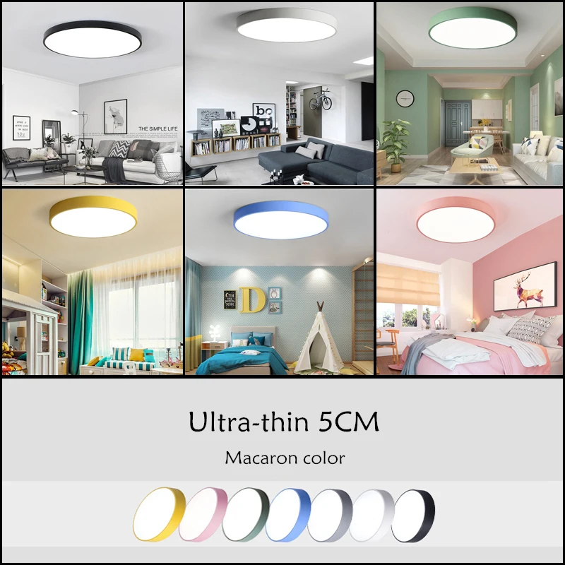Online Kreative Ultra dünne 5cm macaron Led deckenleuchte Moderne Runde Fernbedienung Decke Lampe für Schlafzimmer Küche Foyer restaurant