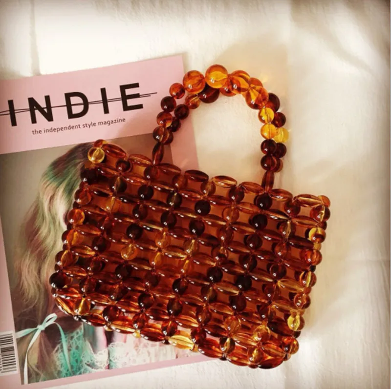 

2019 Luxury Brown Crystal Bag Designer Pearls Jelly Bag Clutch Clear Bag Crossbody Messengers Women Crystal Handbag Pouch Totes