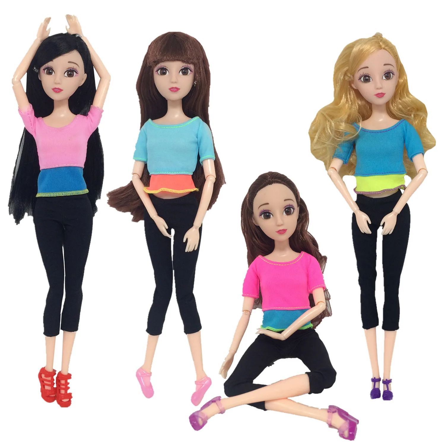 Besegad 3 комплекта мода мини-куколка Йога Жилет Брюки Топы Брюки Костюмы футболка брюки спортивная одежда аксессуары для Барби игрушка