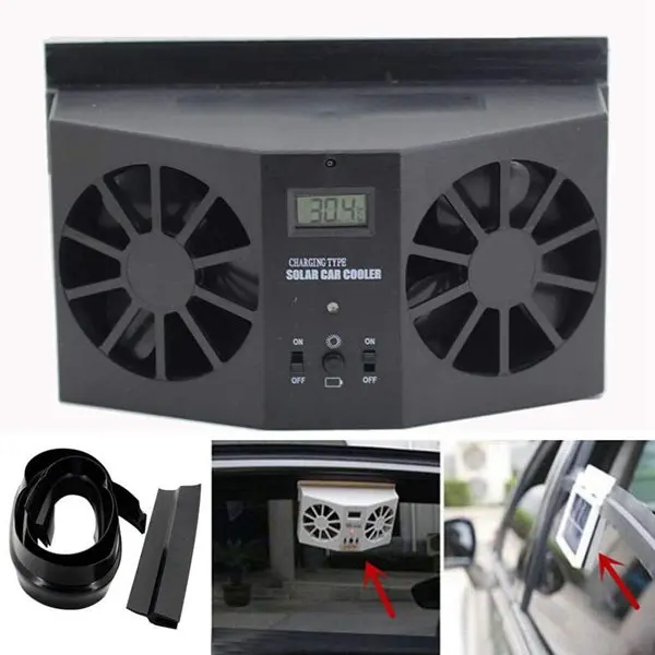 

1set Solar car ventilation fan / double hood Auto exhaust fan / solar car desuperheater(black)