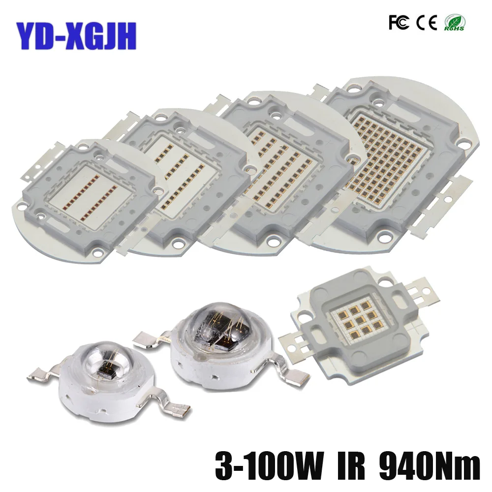IR 940nm 3 Вт 5 10 20 30 50 100 высокомощный светодиодный чип инфракрасный 940нм эмиттер лампа