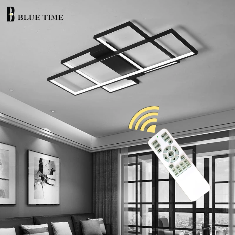 Управление приложением Алюминиевые Современные светодиодные потолочные светильники для гостиной спальни AC85-265V Белый Черный потолочный светильник светильники потолочный светильник