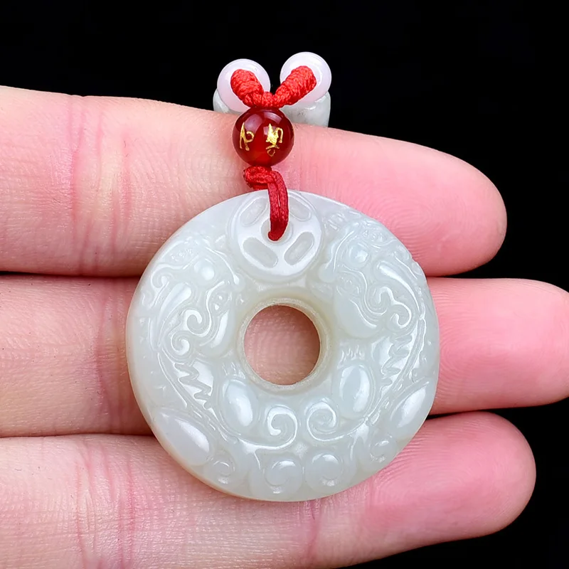 

Hetian Yu men and women transfer jade pendant couple pendant jade necklace to make money pendant