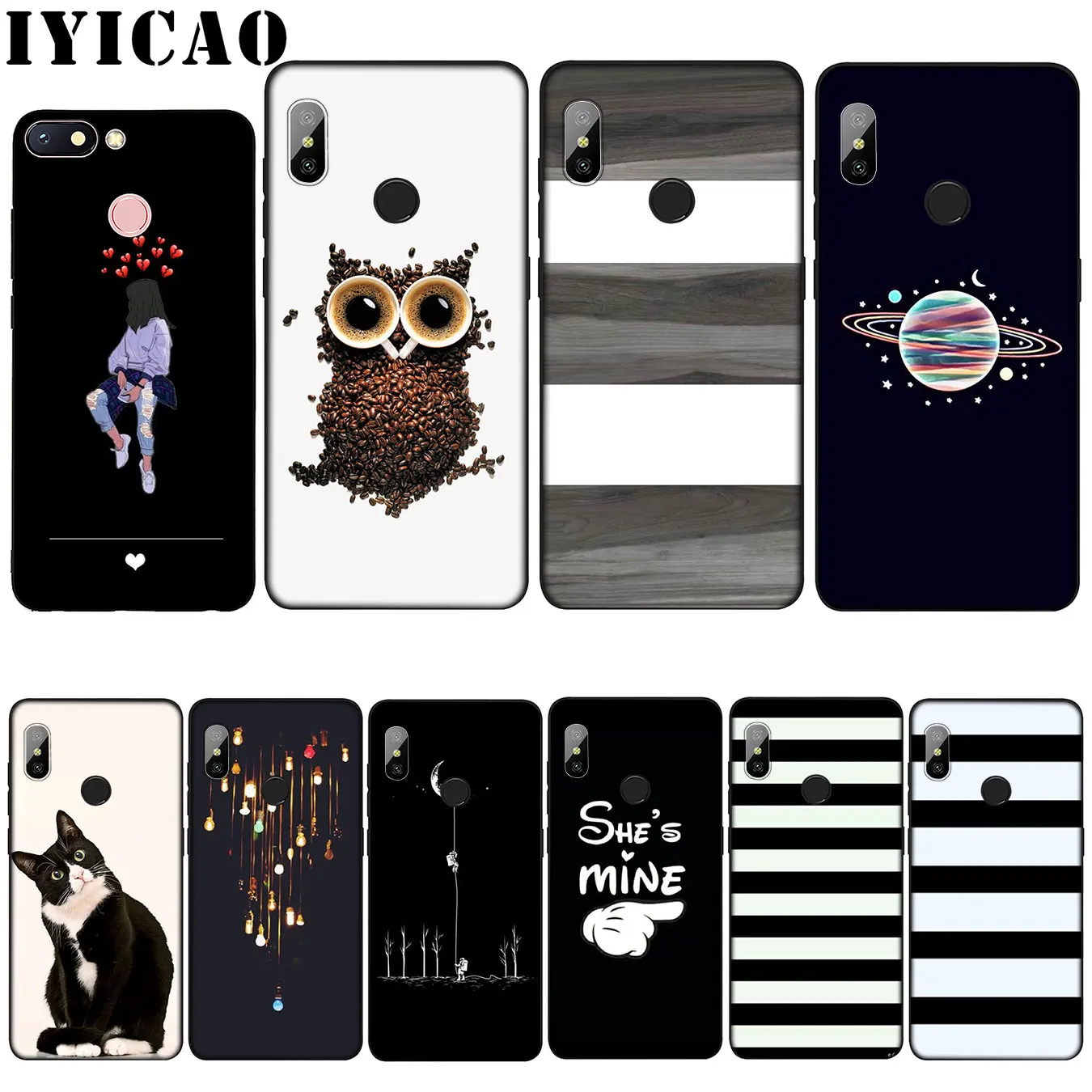IYICAO Simple fashion animal Soft Silicone Case for Xiaomi Mi 9 8 A2 Lite A1 6 pocophone f1 MAX 3 mi9 mi8 mia2 |
