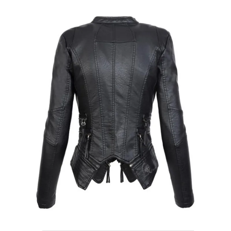 Готическая искусственная кожа PU куртка Женская зима осень мода мотоциклетная куртка черная искусственная кожа пальто Верхняя одежда