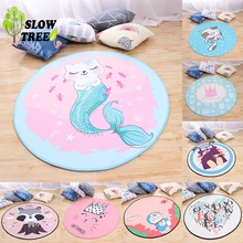 Медленное дерево круглый ковер для гостиной свежий мультяшный детский коврик моющийся Противоскользящий Ковер защита от падения декоративный полиэстер