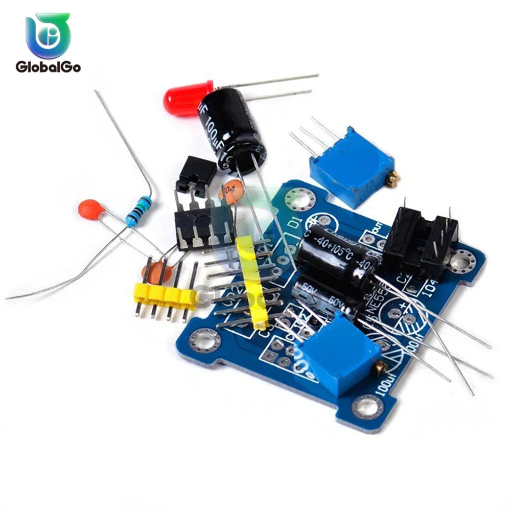 NE555 Pulse Generator Starter Module DIY Kit Adjustable Duty Cycle Frequency Oscillator Square Wave Signal Generator