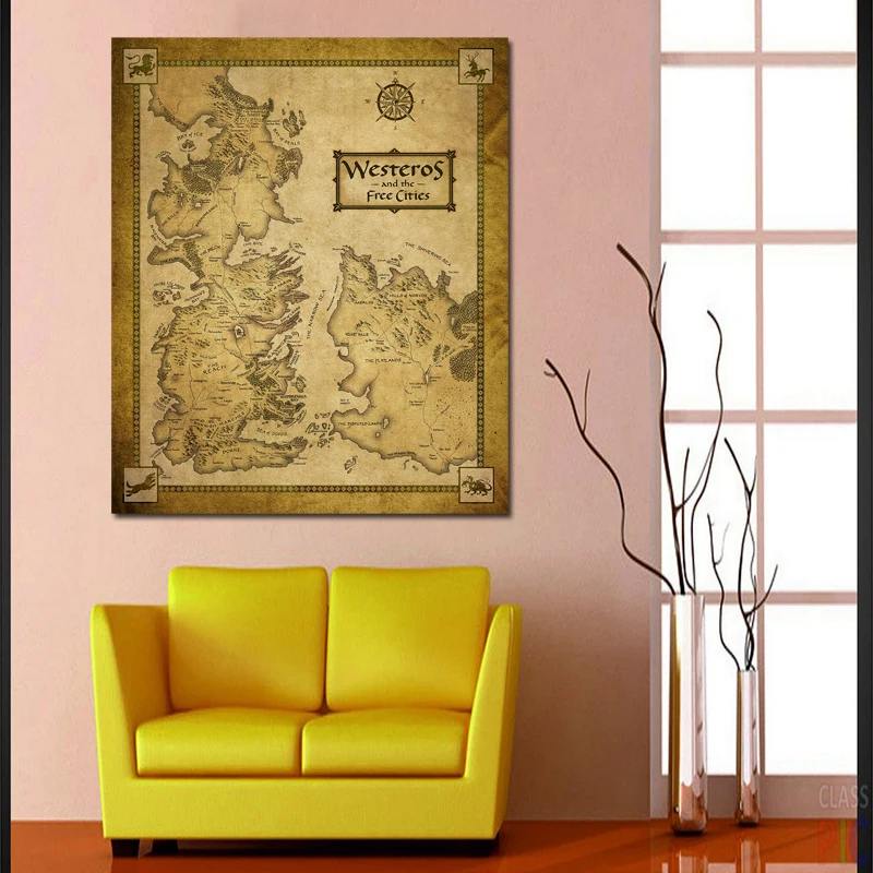 

Map Of westeros Game Of Thrones Canvas Painting Print Living Room Home Decor Modern Wall Art Oil Painting Poster Salon Pictures