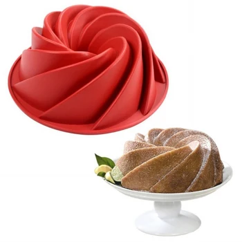 Large Spiral Shape Food Grade Silicone Bundt Cake Mold Pan 3d Fluted
Cake Mould Form Bread Bakery Baking Tools Bakeware