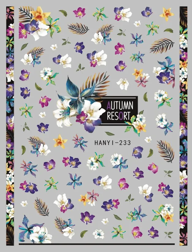Новейший дизайн 177-179-184 цветы дизайн 3d дизайн ногтей стикер Модный шаблон Наклейка MAGICO - Цвет: HANYI-233