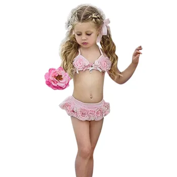 

Summer Toddler Kids Baby Girls Bowknot Flower Swimwear Swimsuit Bikini Outfits