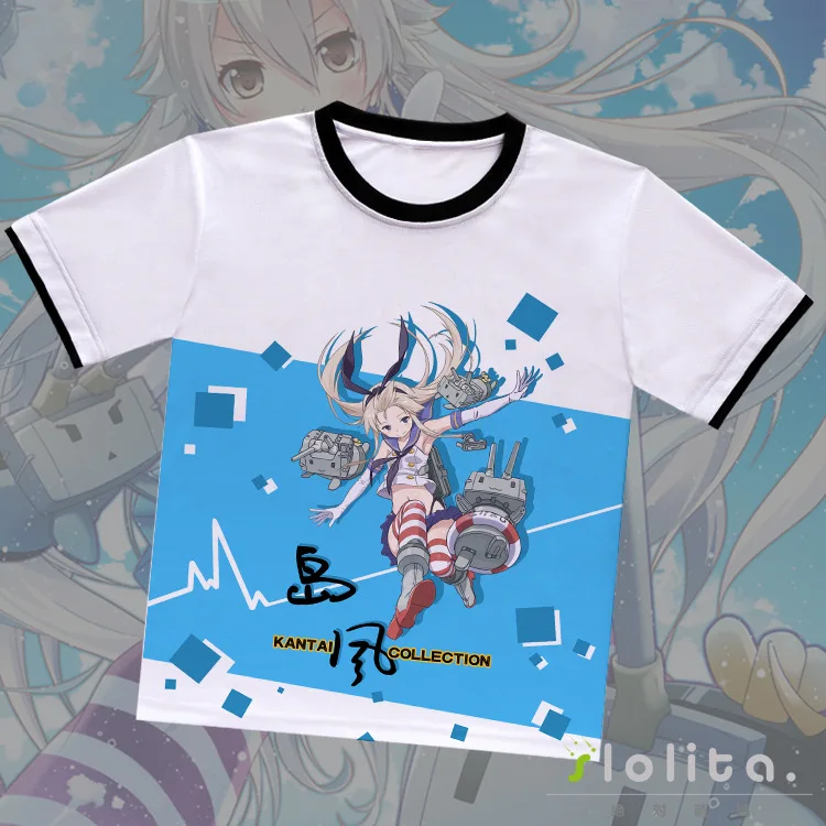 Коллекция аниме-игр Kantai, футболка Kongo Shimakaze Amatsukaze Yukikaze, белая футболка из полиэстера, летняя футболка Kancolle для активного отдыха - Цвет: D0492