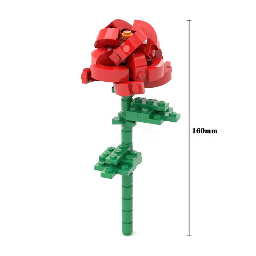 

Single Sale 160mm Rose Flower Tree Garden House Building Blocks Set City DIY MOC Accessories Parts Bricks Toys Gifts